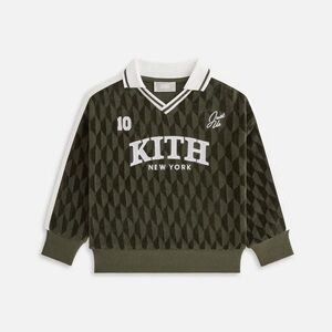 NWT Kith Kids Green and White Long Sleeve Terry Shirt Sweatshirt